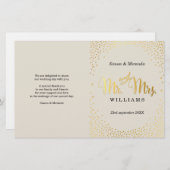 WEDDING CEREMONY PROGRAMMA mini gold confetti iory (Voorkant / Achterkant)