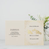 WEDDING CEREMONY PROGRAMMA mini gold confetti iory (Staand voorkant)