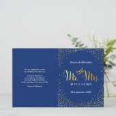 WEDDING CEREMONY PROGRAMMA mini gold confetti navy (Staand voorkant)