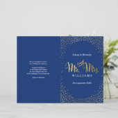 WEDDING CEREMONY PROGRAMMA mini gold confetti navy (Staand voorkant)