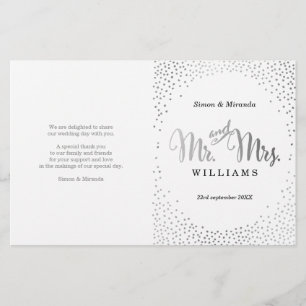 WEDDING CEREMONY PROGRAMMA mini Silver confetti