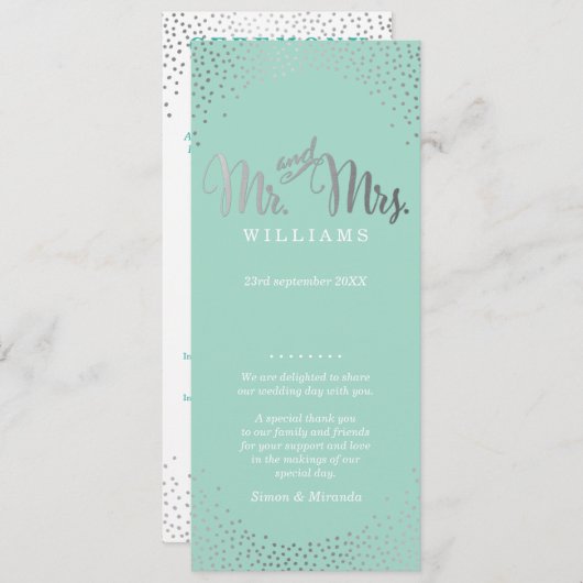 WEDDING CEREMONY PROGRAMMA mini Silver confetti mu (Voorkant / Achterkant)