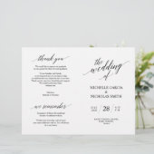 Wedding Ceremony Programma's, Modern Elegance Blac (Staand voorkant)