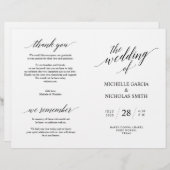 Wedding Ceremony Programma's, Modern Elegance Blac (Voorkant / Achterkant)