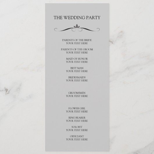 Wedding Ceremony-programma's Programma (Achterkant)