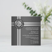 Wedding Ceremony Uitnodiging Gray Silver Embossed (Staand voorkant)