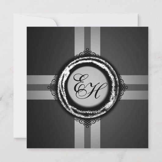 Wedding Ceremony Uitnodiging Gray Silver Embossed (Achterkant)