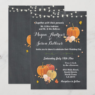 Wedding Chalk Rustic Pumpkin Herfst Herfst Uitnodi Kaart