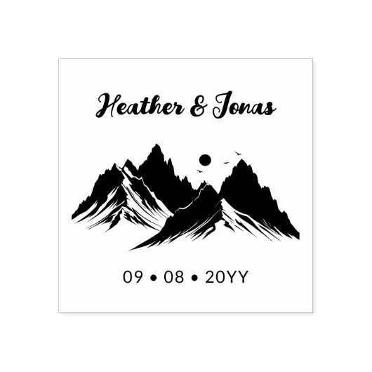 Wedding Cherished Rustic Mountains Landscape  Rubberstempel (Afrduk)