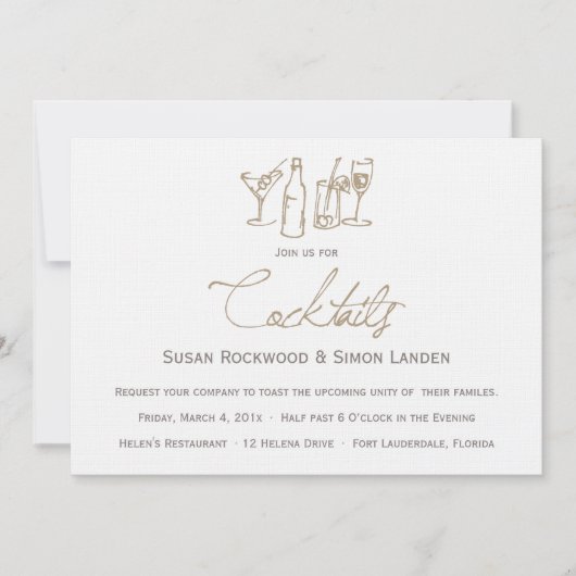 Wedding Cocktail-uitnodigingen  | Bruin Kaart (Voorkant)