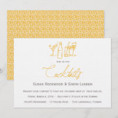 Wedding Cocktail-uitnodigingen | Geel Kaart (Voorkant / Achterkant)