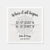 Wedding Compass GPS coördinaten Servet (Voorkant)