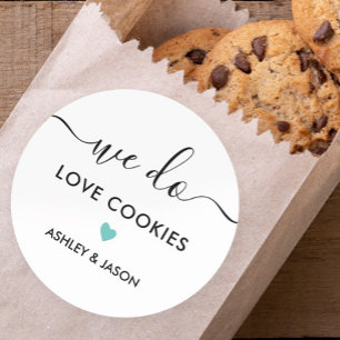 Wedding Cookie Favor Tag, we houden van koekjes Ronde Sticker