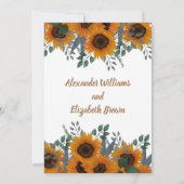 Wedding Country Chic Sunflower Greenery Kaart (Achterkant)