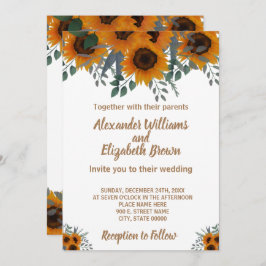 Wedding Country Chic Sunflower Greenery Kaart