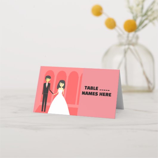 WEDDING COUPLE Folded Place Card, Fold Style: (Voorkant)