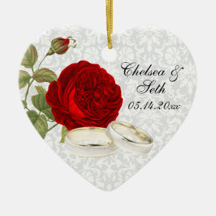 Wedding Couple Keepomwille   Rode rozen Keramisch Ornament