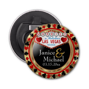 Wedding Couple Las Vegas - Rood Button Flesopener