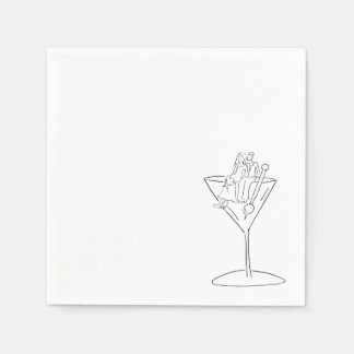 Wedding Couple on a Martini Cocktail Napkin Servet