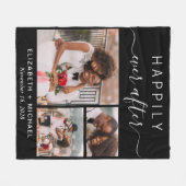 Wedding Couple Photo Collage Black Fleece Deken (Voorkant (Horizontaal))