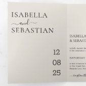 Wedding Cream All in one set kindly reply Drieluik Uitnodiging (Binnenzijde eerst)