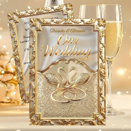 Wedding Cream Gold Swans Rings Gold Diamonds Kaart