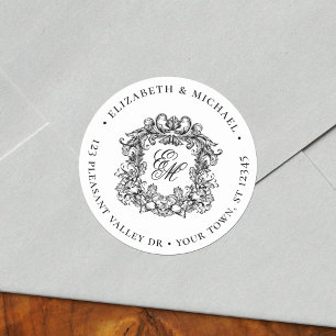 Wedding Crest Monogram Retour Adres Label