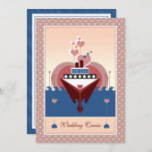 Wedding Cruise Heart Ship Uitnodiging (Voorkant / Achterkant)