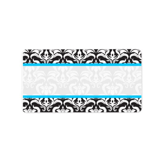 Wedding Damask Light Blue Mailing Labels (Voorkant)