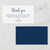 Wedding Dank je, modern script, Classy Navy Blue Informatiekaartje (Voorkant / Achterkant)