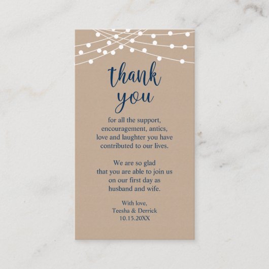 Wedding Dank je, Rustic String Lights Kraft Encl Informatiekaartje (Voorkant)