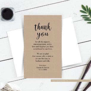 Wedding Dank je wel, Modern Rustic Brown Kraft Enc Informatiekaartje