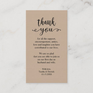 Wedding Dank je wel, Modern Rustic Brown Kraft Informatiekaartje