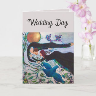 Wedding Day Couple in Love Whimsical Art Kaart