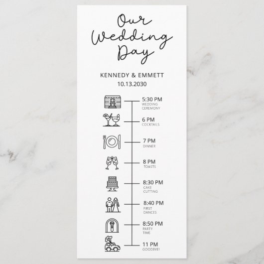 Wedding Day Timeline Flat Programma (Voorkant)