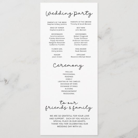Wedding Day Timeline Flat Programma (Achterkant)