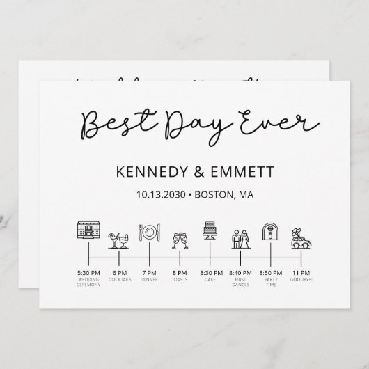 Wedding Day Timeline Program Programma (Voorkant / Achterkant)