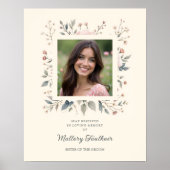 Wedding Delicate Soft Pastel Floral Frame Photo Poster (Voorkant)