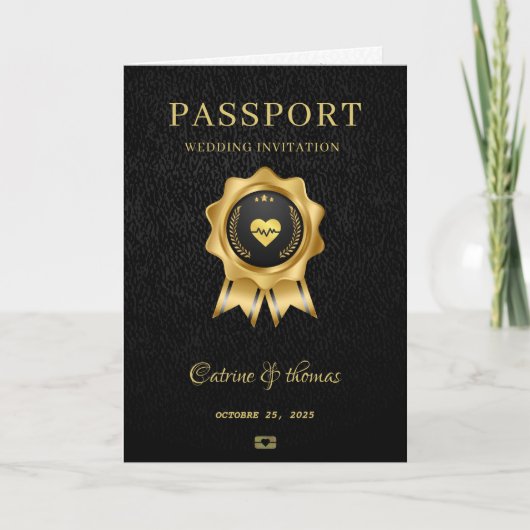 Wedding Destination Black Passport Wereldkaart (Voorkant)
