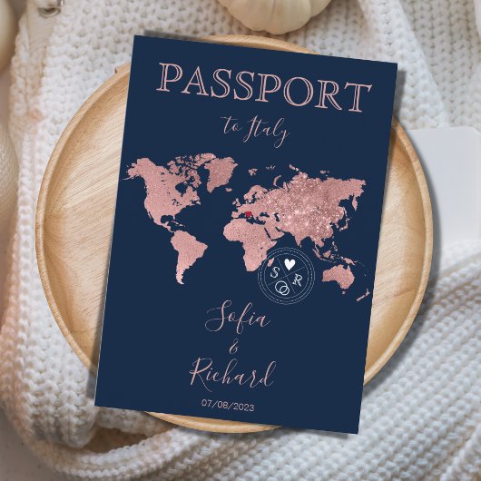 Wedding Destination Passport Gold Weltkarte