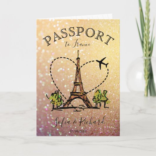 Wedding Destination Passport Paris France Eiffel (Voorkant)