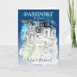 Wedding Destination Passport Santorini Greece Invi