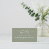 Wedding Details + QR Code | Sage Green Minimalist Informatiekaartje (Staand voorkant)