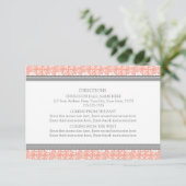 Wedding Direction Cards Coral Grey Damask Informatiekaartje (Staand voorkant)