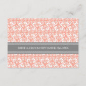Wedding Direction Cards Coral Grey Damask Informatiekaartje (Achterkant)