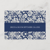Wedding Direction-kaarten Blue Damask Informatiekaartje (Achterkant)
