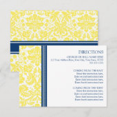 Wedding Direction-kaarten Lemon Blue Damask Informatiekaartje (Voorkant / Achterkant)