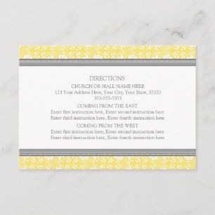 Wedding Direction-kaarten Lemon Grey Damask Informatiekaartje