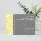 Wedding Direction-kaarten Lemon Grey Damask Informatiekaartje (Staand voorkant)