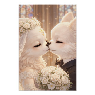 Wedding Dog Art Poster – Romantic Fantasy art Perfect Poster